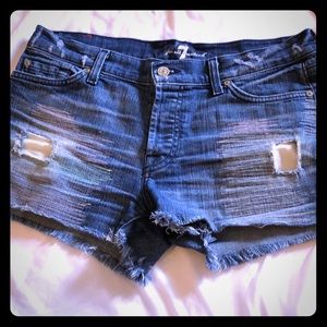 7 for all man kind distressed shorts size 27